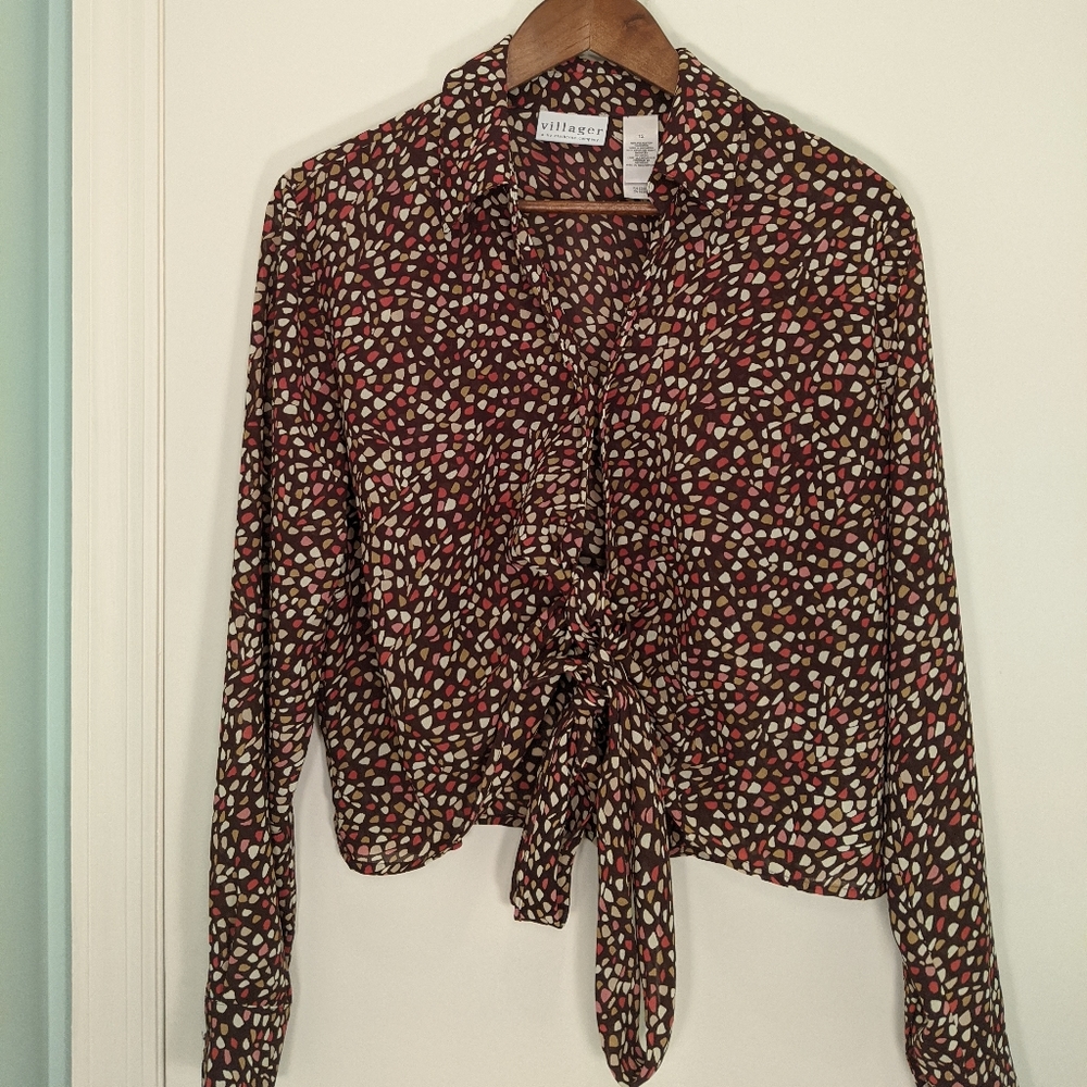 -Villager Liz Claiborne Long Sleeve Collare…